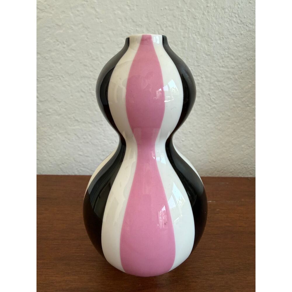 JONATHAN ADLER BARBIE VASE Rare Discontinued 5.5" Pink Black 50th Anniversary